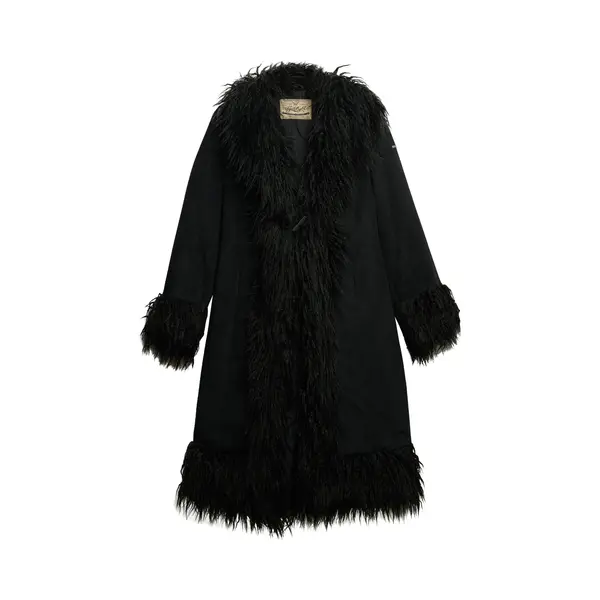Superdry For Woman. W5012136A Afghan Coat Black (S), Casual, Polyester thumbnail