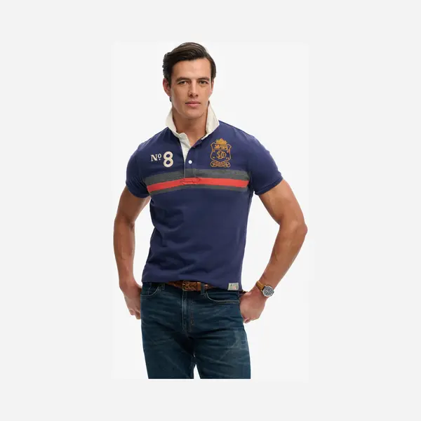 Superdry For Man. M1110484A Double Emblem Navy Polo Shirt (Xl), Casual, Cotton, Short Sleeve thumbnail