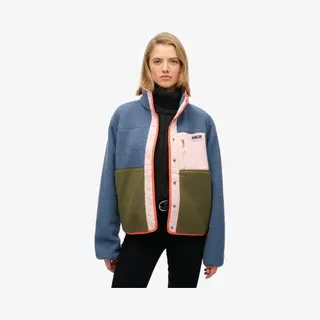 Superdryvoor Vrouwen. W5012074A Blauwe Colour Block Fleece (S), Casual, Polyester
