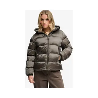 Superdry Für Damen. W5012187A Glänzende Steppjacke Mit Kapuze Grün (L), Lässig, Polyester