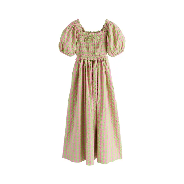 Next Midikleid Gerafftes Midikleid Mit Puffärmeln (1-tlg) thumbnail