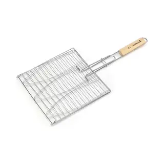 Barbecook Visgrill Voor 3 Vissen - Bbq Rooster - Chroom En Hout 28x28cm
