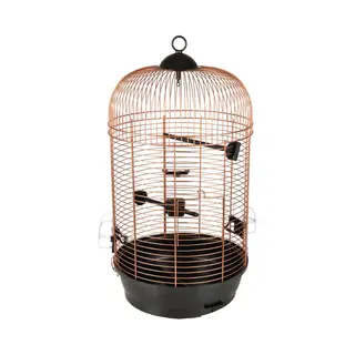 Vogelkooi – Flamingo Parkietenkooi Sanna 2 Koper Zwart – 35x35x67 Cm – Met Zitstokken & Eetbakjes – Voor Parkieten & Kanaries