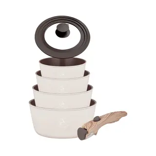Royal Swiss® 6-teiliges Töpfe-Set Mit Abnehmbarem Griff | Kochtöpfe 14/16/18/20 Cm + Universal-Glasdeckel | Induktionsgeeignet, Platzsparendes