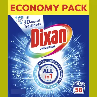 Dixan Powder Universal - Waspoeder Wasmiddel - Voor Alle Kleuren Was - Betrouwbare Reiniging - 58 Wasbeurten