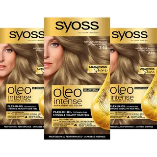 3x Syoss Oleo Intense Haarverf 7-10 Natuurlijk Blond