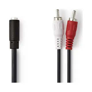 Nedis CAGB22255BK02 audio kabel 0,2 m 2 x Rca 3.5mm Zwart