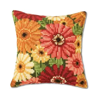 Vervaco - Kruissteekkussen Kit - Bloemenweelde - Pn-0008796 - Borduren - Borduurpakket - Borduurpakket Volwassenen - Borduurpakket Kind