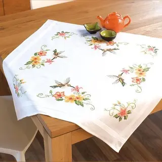 Vervaco Kreuzstich Stickpackungen Tischdecke Kolibri Stickdecken Vorgezeichnet Basteln Erwachsene Kreativ Set Vorgedruckte Decke Sticken 80 X 80 Cm