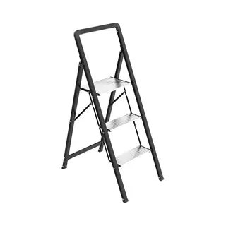 Escalo - Trapladder - Ultraslim - Aluminium - Inklapbaar - 3 Treden - Zwart