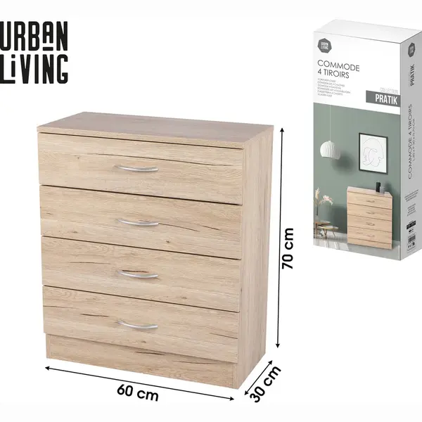 Urban Living "Pratik" Kast Met 4 Lades 60X30Xh70Cm thumbnail