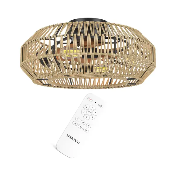 Weryou® IlluminAIR Plafondventilator Met Verlichting - Ventilator Lamp - Plafondlamp - Plafonniere - Incl Afstandsbediening - Dimbaar - ⌀56CM thumbnail
