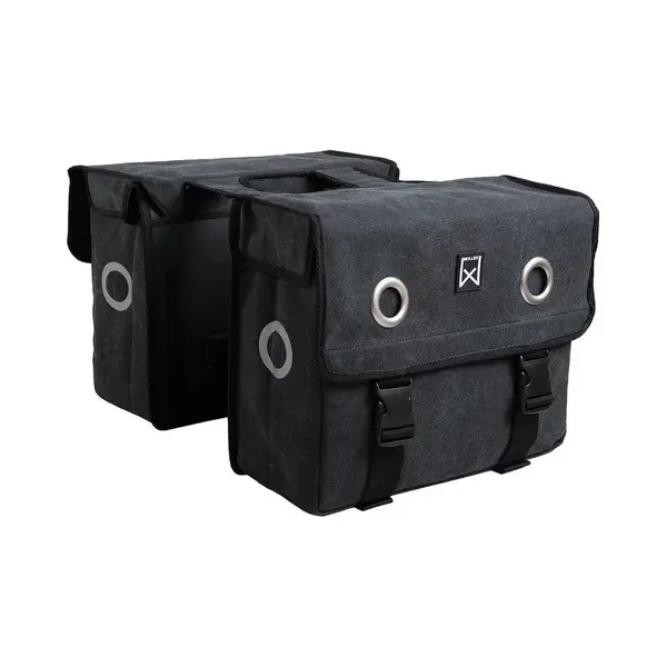 Willex Dubbele Fietstas - Canvas - Reflectie - 46 Liter - Universele Bevestiging - Zwart thumbnail