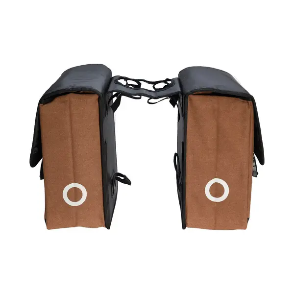 Willex - Dubbele Canvas Bisonyl Tas - 46 Liter - Universele Bevestiging - Zwart/Bruin thumbnail