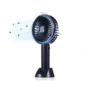 Fan JUST23 Elektrisch Draagbare Hand Ventilator Met Licht - Zwart - Mini Bureau Waaiers - Aircooler Staand - Tafelventilator - 3 Standen - Incl.