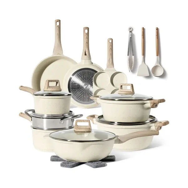 Just Perfecto Household Appliances Just Perfecto 21 Töpfe Und Pfannen Set Induktion - Beige Töpfe Und Pfannen Set Mit Deckel Für Gas Und Induktion - Pfas Frei - Kalte Griffe thumbnail