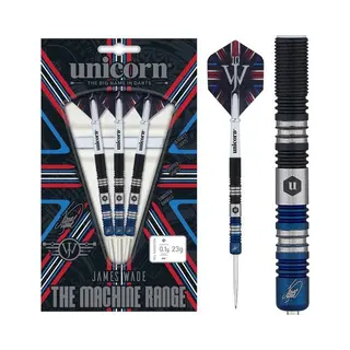 Unicorn Darts Set | James 'The Machine' Wade | 90% Tungsten Barrels With Two-Tone Blue & Black Titanium Coatings | Steel Tip Volute Points | 25 G