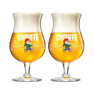 La Chouffe Bierglazen - 330 Ml - 2 Stuks - Bierglazen Voor Speciaalbier - Helder Glas Voor Optimale Smaakbeleving - Vaatwasserbestendig - 150 Mm Hoog