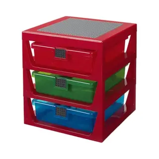 Lego 40950001 Schubladenbox 3-Drawer Storage Rack, 3 Schübe, Rot