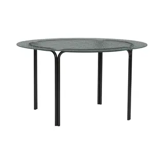 Hubsch Interior HÜBsch Interior – Orbit Zwart Metalen Salontafel Met Glazen Blad – Ø80 X H45cm