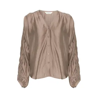 Msch Copenhagen Mschramona Rikkelia Volume Shirt Dames - Jurken - Taupe - Maat M/L