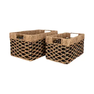 Housenordic Manden Salar - Set Van 2 - Zeegras - House Nordic - Manden - Bruin; Zwart - Raffia