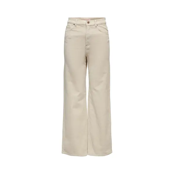 Only Dames Wijde Broek Onlhope Global Ex Hw Wide Cord Pnt, Crème, 38 W/32 L thumbnail