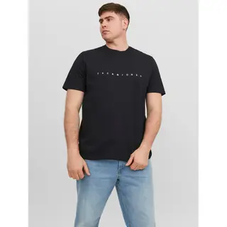 Jack & Jones Plus Jjestar Jj Tee Ss Noos Pls T-shirt Voor Heren, Zwart, 5XL Grote Maat