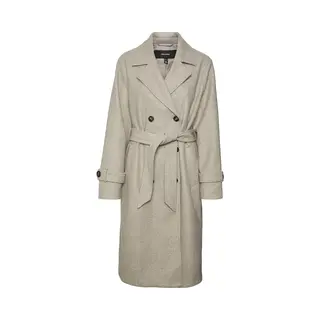 Vero Moda Damen Mantel VMFortunevega Long Trenchcoat Langer Winter Wollmantel 10289870 Silver Mink Melange Xl