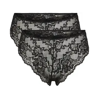 Pieces Dames Slip V-Shape Pclina Kant Zwart 2-Pack - Maat Xs
