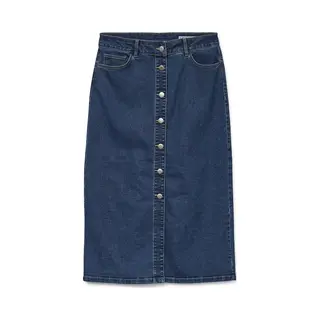 Vero Moda - Vmnatty 7/8 Button Skirt Dnm Mix - Dames - Rokken