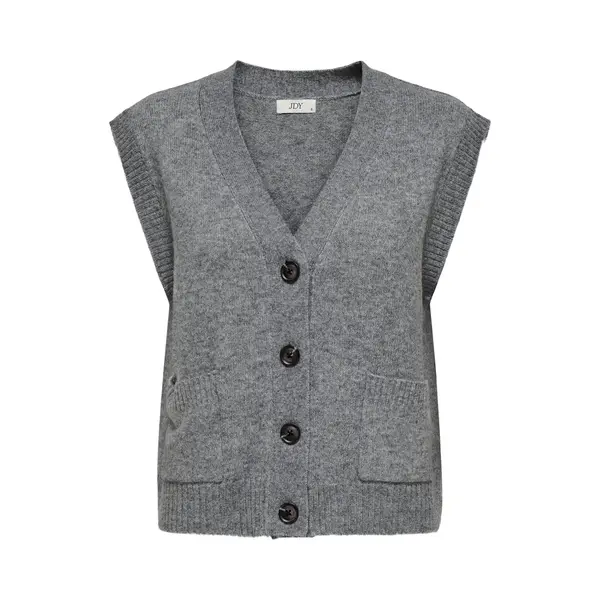 Jdy Damen Jdysuper Life S/L V-Neck Vest Knt Noos, Medium Grey Melange, M Eu thumbnail