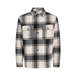 Jack & Jones Overhemd 'JJECharge' Beige / Crème / Grijs Gemêleerd / Zwart