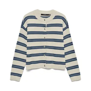 Vero Moda Vest Vmgold Stripe Ls O-neck Cardigan 10337627 Birch/w. Dark De Dames Maat - M