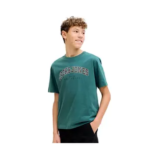 Jack & Jones Junior Shirt 'Jjecaleb' Smaragd / Zwart / Wit