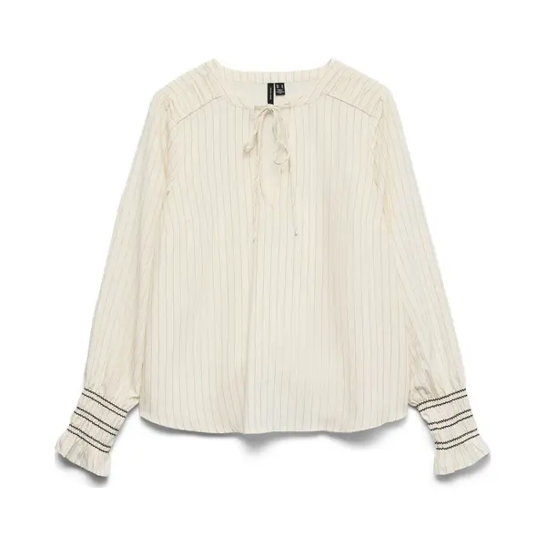 Vero Moda Blouse Vmmillie Ls Top Wvn Ga 10340578 Birch/black Dames Maat - S thumbnail