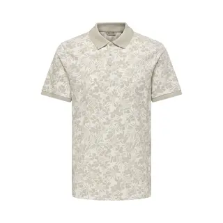 Only & Sons Poloshirt Onsjason Reg Ss Aop Polo 22037426 Silver Lining/egret Mannen Maat - S