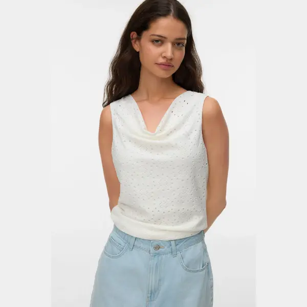 Vero Moda Top Vmtassa Liv Sl Waterfall Top Jrs 10344366 Sniow White Dames Maat - Xl thumbnail