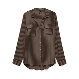 Vero Moda Blouse Vmbumpy L/s Shirt New Wvn Noos 10275283 Choclate Torte/new Stripe Dames Maat - L