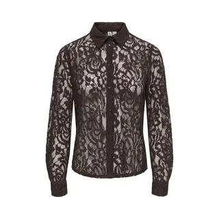 Only Blouse Onlbirun L/s Lace Shirt Wvn 15380416 Black Coffee Dames Maat - M