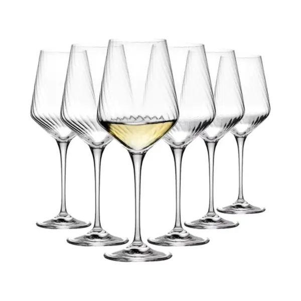 Krosno Lumi – Set Of 6 White Wine Glasses, 450 Ml, Crystalline Glass, Modern Optical Design, Dishwasher Safe, For Sauvignon Blanc & Pinot Grigio thumbnail