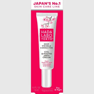 Hada Labo Tokyo - Anti-Ageing Deep Wrinkle Corrector Eye & Mouth Area Cream, With Super Hyaluronic Acid, Collagen And Retinol, Day & Night, 15 Ml