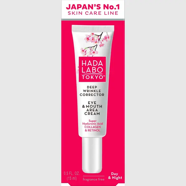 Hada Labo Tokyo - Anti-Ageing Deep Wrinkle Corrector Eye & Mouth Area Cream, With Super Hyaluronic Acid, Collagen And Retinol, Day & Night, 15 Ml thumbnail