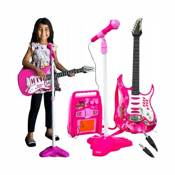 Kruzzel Gitarre + Mikrofon + Verstärker Rosa 22407 thumbnail