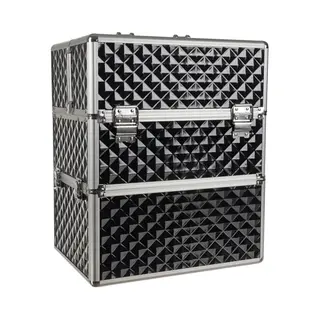 Soulima Grote 3D Make-up Koffer 22529 Voor Make-up Lamp, Nagellak, Voetverzorging, Zilver Zwart, Zilver/zwart., Cosmetische Koffer Ellegant