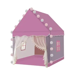 Kruzzel Kindertent, Prinsessenhuis, Roze, 130 X 100 X 115 Cm, Led-lichtketting 3 M, Opvouwbaar, Voor Slaapkamer En Tuin