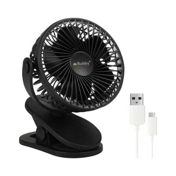 Ruhhy Draadloze Ventilator Zwart Met Usb Oplaadbare Batterij En Drie Standen thumbnail