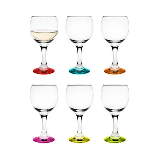 Glasmark Witte Wijnglazen - Glas - Gekleurde Onderzijde - 6x Stuks - 220 Ml