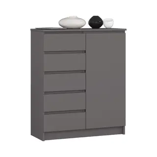 Kommode K80 Met 5 Lades En 1 Deur / Akord Furniture Factory / Grafietgrijs / 80 X 97 X 35 Cm
