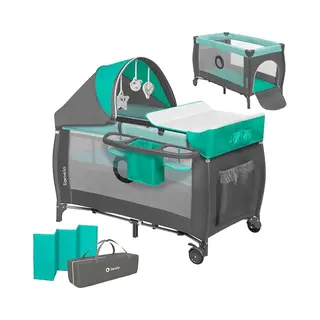 Lionelo Sven Plus 2in1 Meegroeibed & Campingbedje - 127x60 Cm - Tot 15 Kg - Co-Sleeper - Reisbed Met Commode, Organizer, Klamboe En Interactief